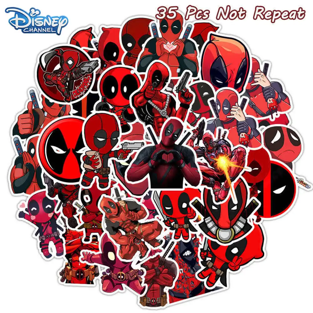 10/35 шт. Marvel Мстители наклейки Deadpool Disney Детские стикеры игрушки крутая гитара