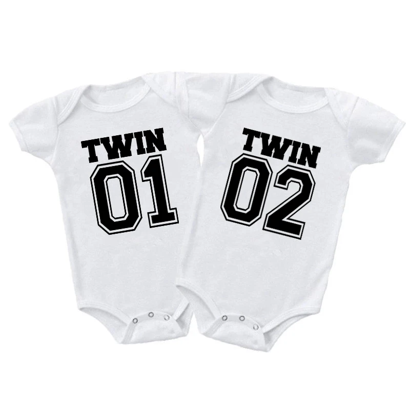 Twin Clothes Twins Matching Baby Bodysuit Cotton Boys Girls Onesies Newborn Baby Body Romper Summer Twins Outfits Gift for Twins 2