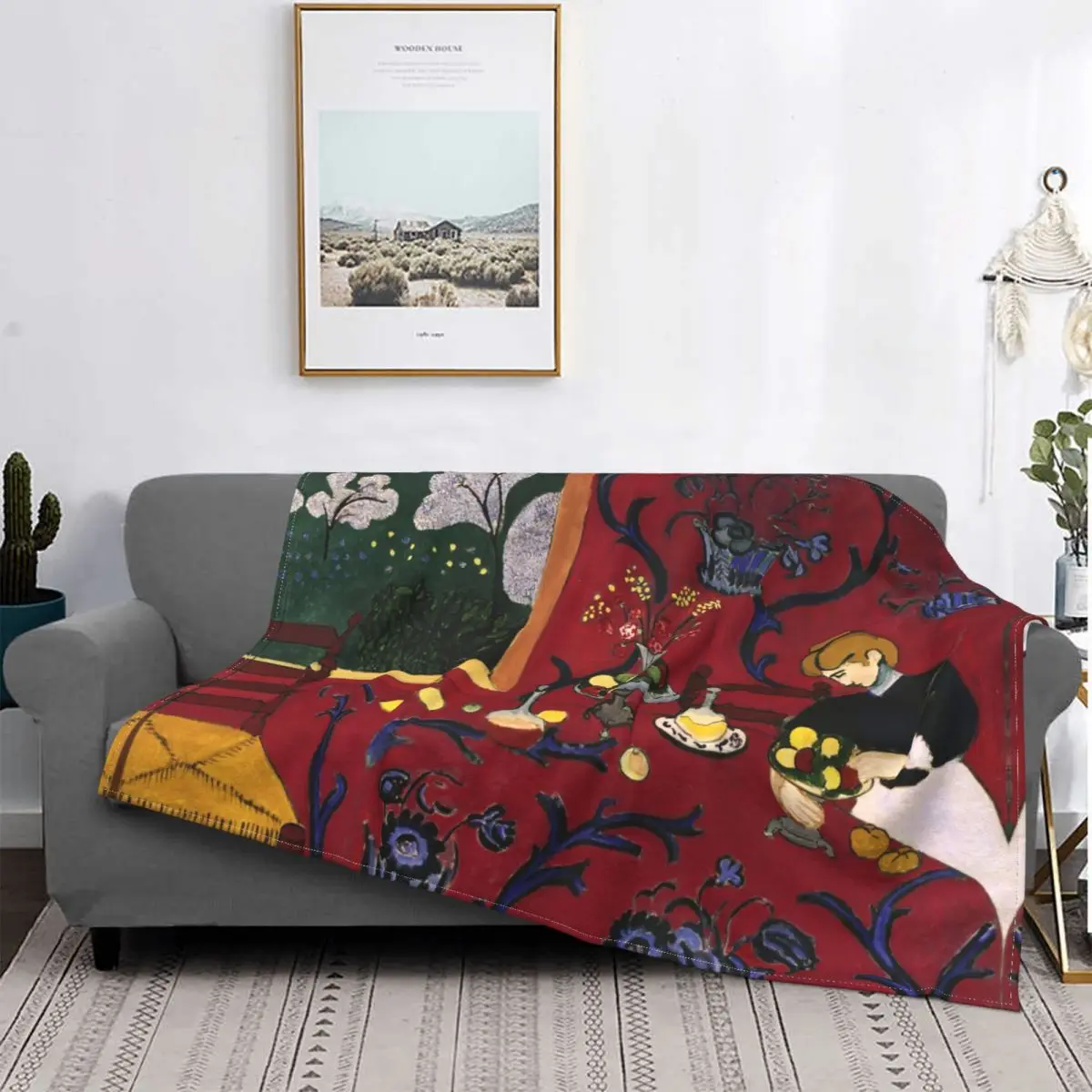 

Henri Matisse Decken Flanell Frühjahr/Herbst Harmonie in Rot Tragbare Weiche Decke für Sofa Büro Bettwäsche Wirft