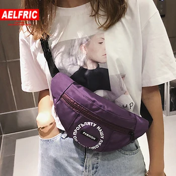 

AELFRIC Hot Sale Women Waist Bags Handy Canvas Fanny Pack Female 2019 New Fashion Ladies Belt Bag Bananka Crossbody Chest Bag
