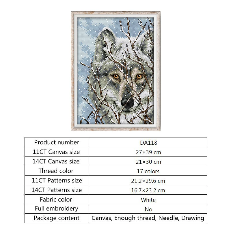 Cross Stitch Patterns Wolf DIY Hand Crafts 14CT 11CT Counted Printed on Canvas Aida Embroidery Cross Stitch Kits Needlework Sets (2)