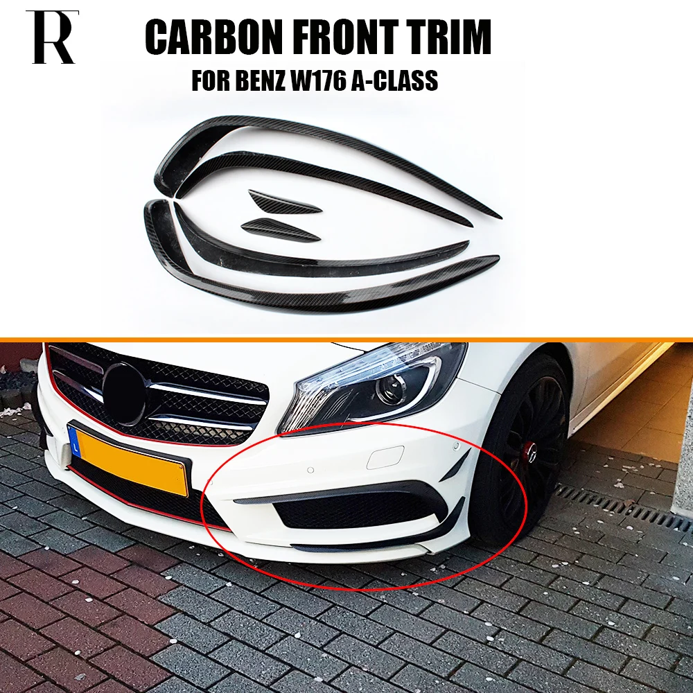 W176 Carbon Fiber Front Bumper Side Canards Splitter Spoiler for Mercedes Benz W176 A180 A200 A260 A45 AMG Sport Bumper 13-15