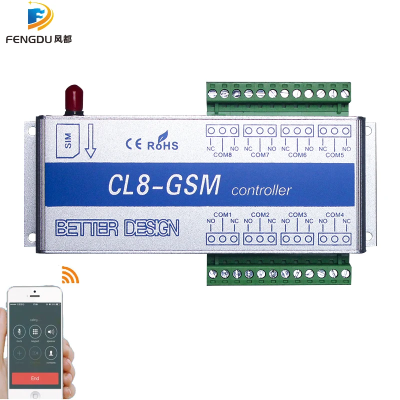 

GSM Switch SMS controller 4 relays output GSM Garage Door CL8-GSM Great for control of home electrical devices