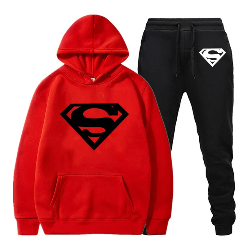 Hoodie top Тровочный кокое термобелье Дмужчин бстюм мсрендовый Спорные костюы флисовое плотное худи+ штаны спортивный костюм Malechandal hombre - Цвет: Hoodie top