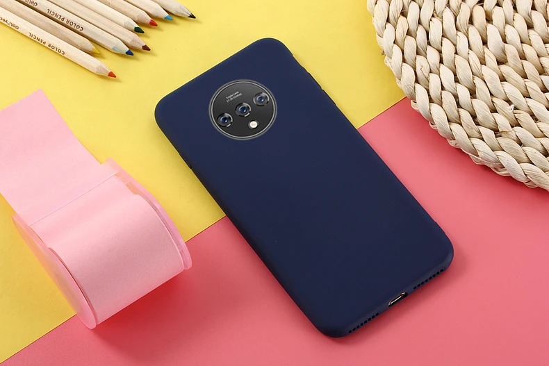 Сплошной цвет мягкий силиконовый чехол для телефона для Oneplus 7T Роскошный чехол для One Plus 7T Pro Бампер