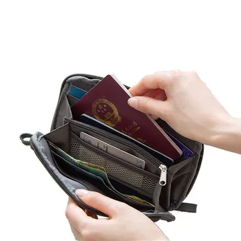 

Travel Digital Pouch Nylon Travel Passport Case Multi Purpose Zipper Card and ID Holder Cable Gadgets Organizer