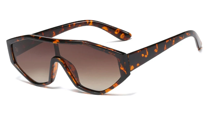 leopard with brown Солнцезащитные очки Peekaboo с одной линзой для мужчин, черные, необычные, лето, uv400, женские солнцезащитные очки, Ретро стиль, мужские, серебристые, зеркальные - Цвет линз: leopard with brown
