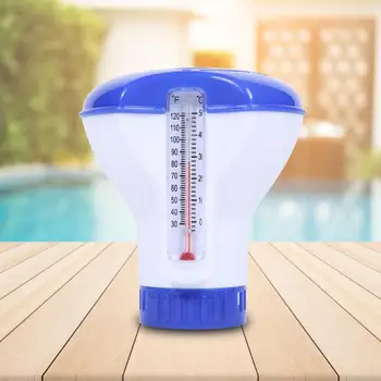 

Swimming Pool Automatic Dispenser Environmental Durable Disinfection Floating Pill Case Safety Non-toxicity with Thermometer