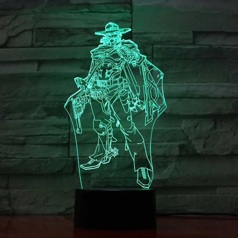 Игра Overwatch ночник для детей Usb сенсорный Сенсор Джесси Маккри рисунок номер декоративные светодиодные лампы подарки OW 3d светодиодный ночной Светильник для детей