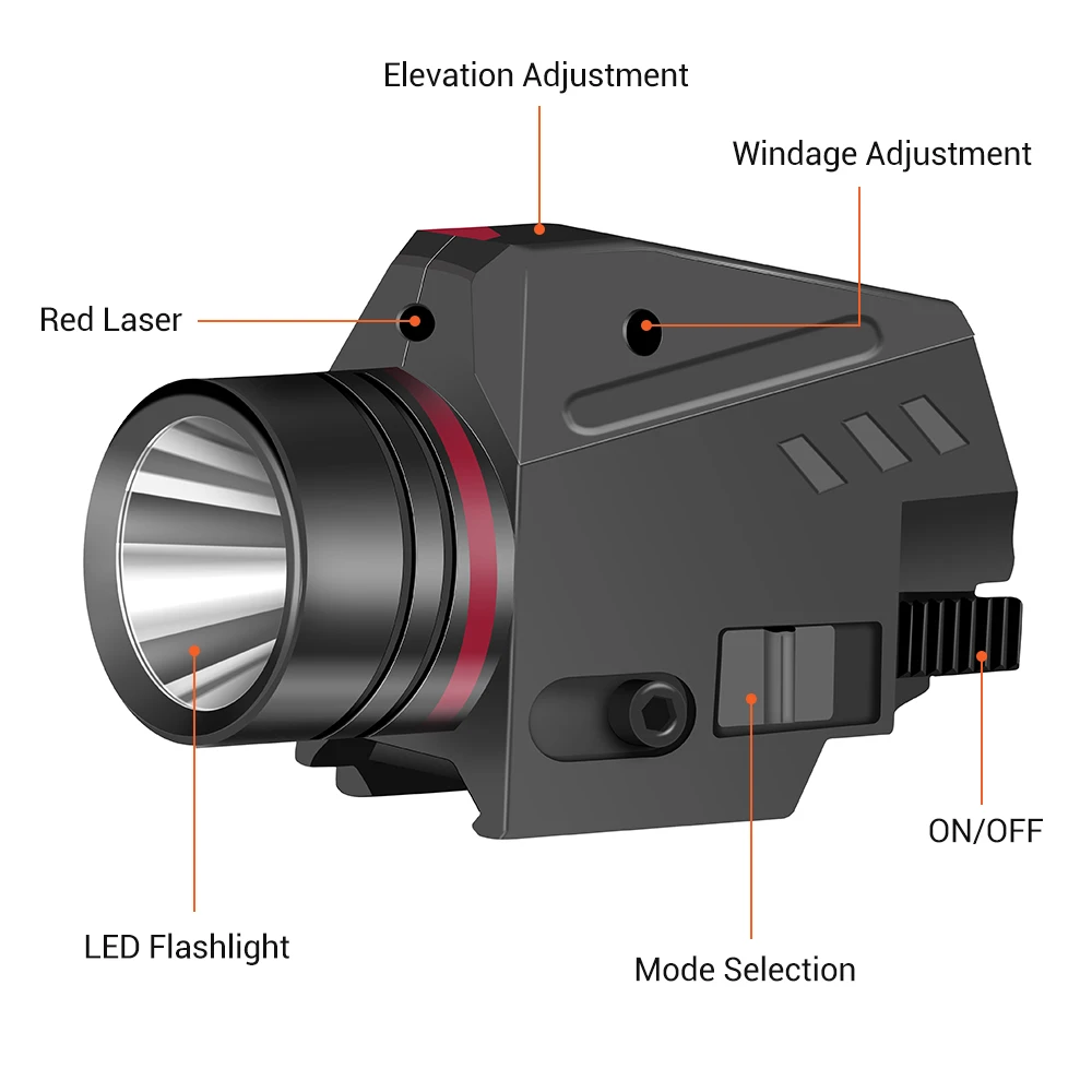 Tactical LED Weapon Gun Light Flashlight Red Dot Laser Sight Military Airsoft Pistol Gun Light for 20mm Rail Mini Pistol Gun-2