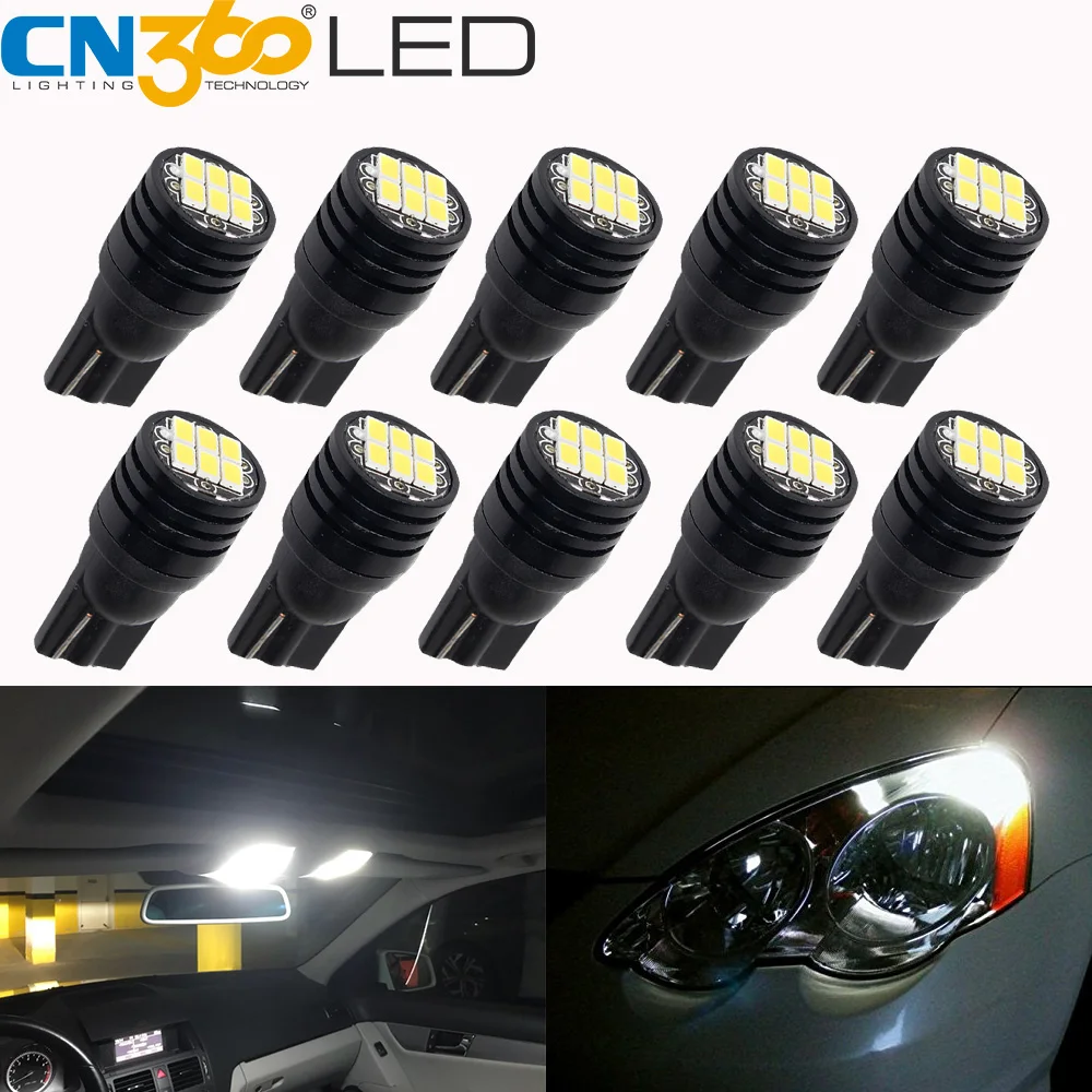 CN360 10PCS LED T10 194 168 Canbus Car Signal Light Reading Dome Interior Bulb Corner Turning Exterior Lamp Accessories 12V | Автомобили и