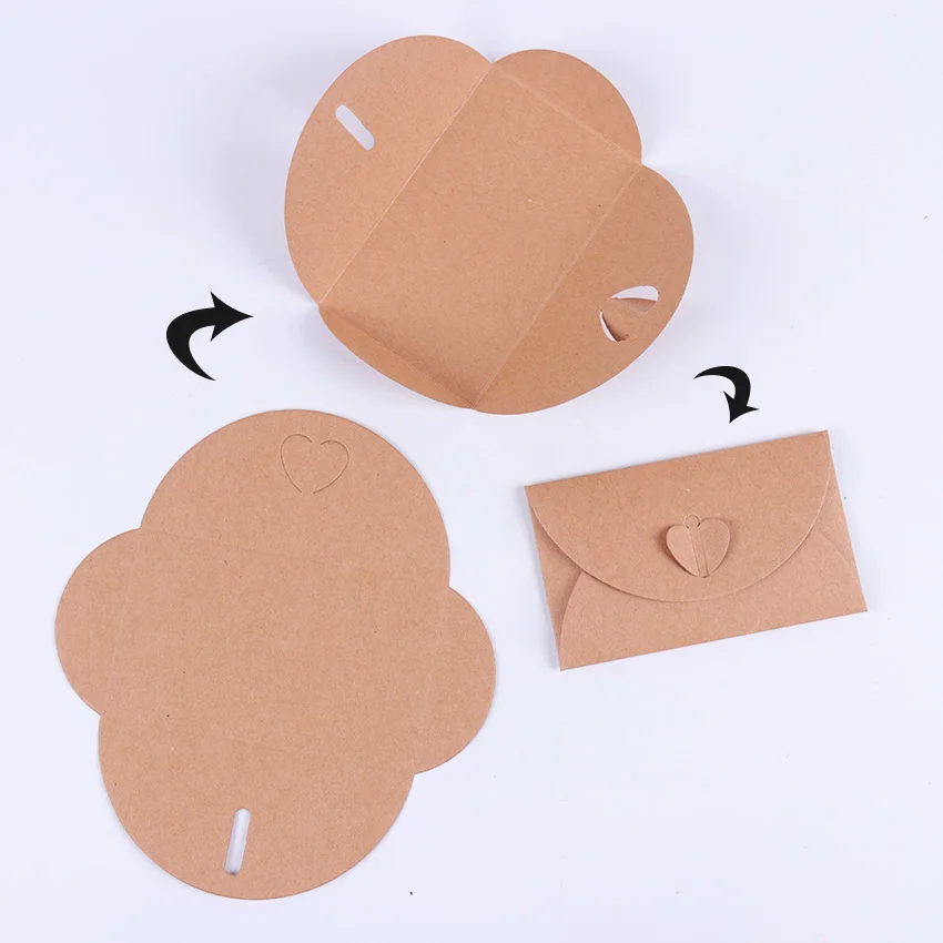 

Vintage Love Button Envelope Kraft Paper Gift Card With Envelope Handmade Paper String Romantic Love Letter Envelope 10PCS