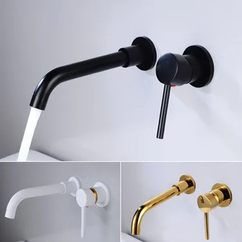 

Modern Brass Wall Mounted Bathroom Basin Faucet Wall Sink Swivel Spout Bath Mixer Tap Crane Antique Bronze Finished
