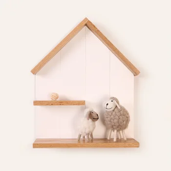 

Creative wall shelf Nordic children's room decoration punch-free wall decoration solid wood shelf WF813337