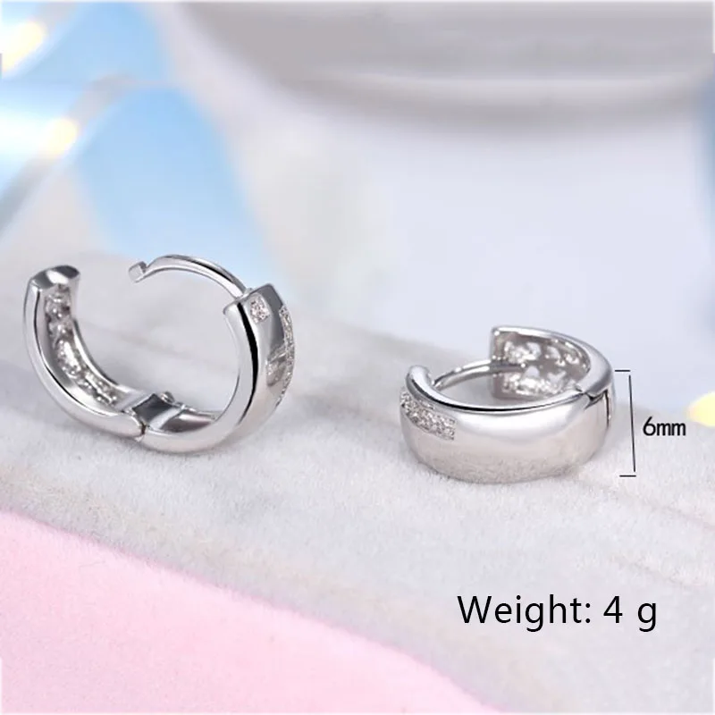Prevent Allergy Silver Zircon Stud Earrings Women Girl Jewelry Party Accessories Gifts