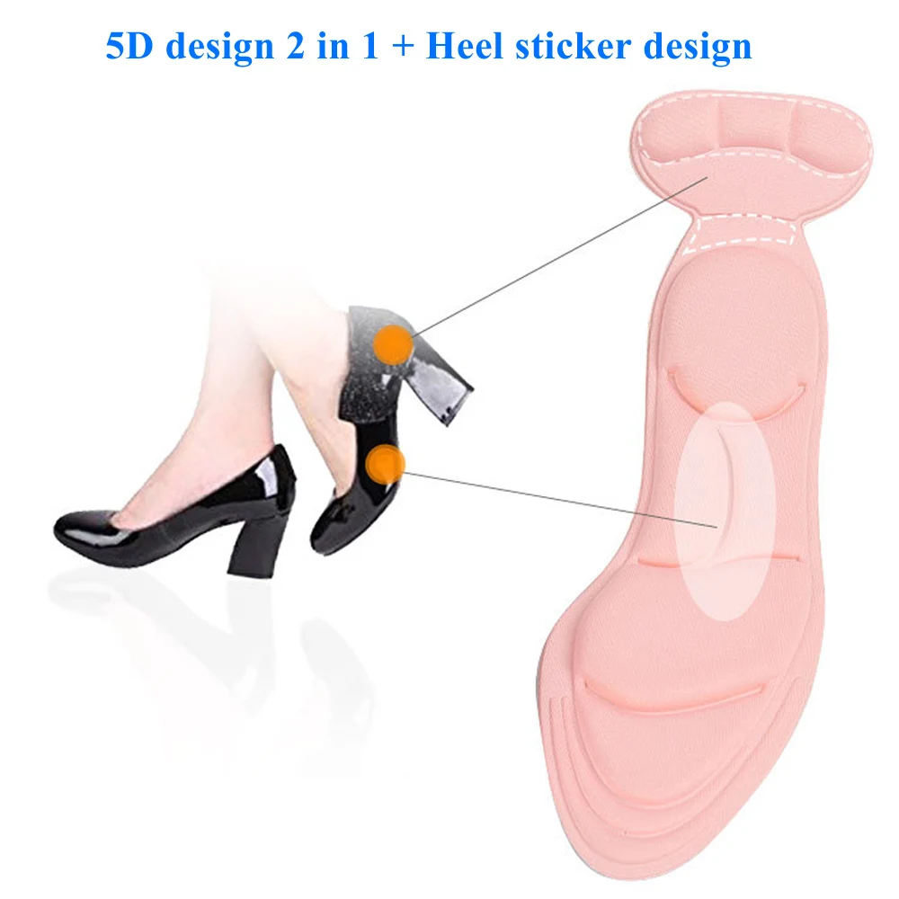 KOTLIKOFF 5D мягкие губчатые стельки, вкладыши, задник, дышащие, противоскользящие, для женщин, высокий каблук, облегчающая боль, внутренняя подошва