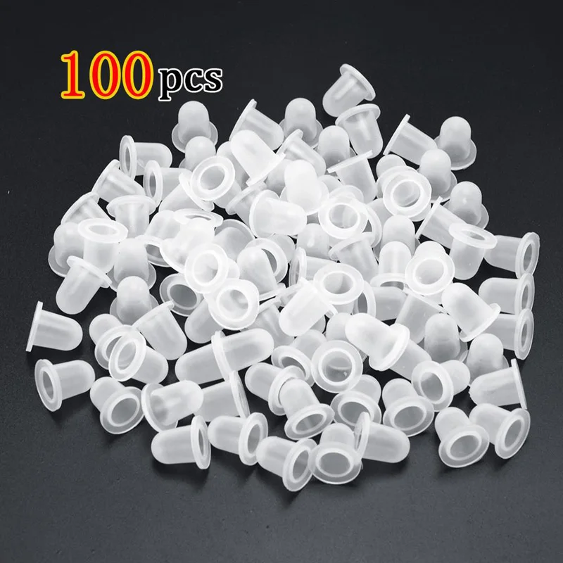 100Pcs Disposable Tattoo Ink Cup Small&Big Size Silicone Permanent Tattoo Makeup Eyebrow Makeup Pigment Container Caps