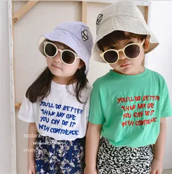 

2020 new girls boys t-shirt cotton short sleeve fashion summer kids top 3-8t HO735