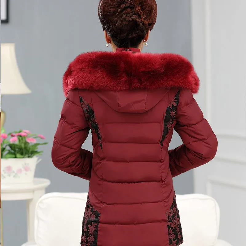 

Winter Cotton-padded Jacket Mom Thick Winter Wear 40-Year-Old 50 Warm Middle-aged Cotton-padded Clothes Women Hooded Commuting o