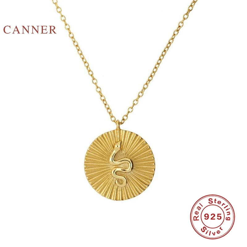 

CANNER 925 Sterling Silver Necklace For Women 2020 Jewelry Round Snake Clavicle Chain Gold 18k Choker Necklace Bijoux Collar