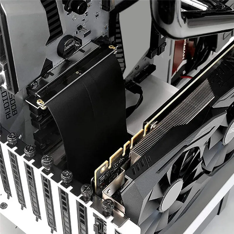 PCI Express PCI-e 3.0 16x Flexible Cable Card Extension Port Adapter High Speed Riser Card Graphics Cards Connector Cable L type