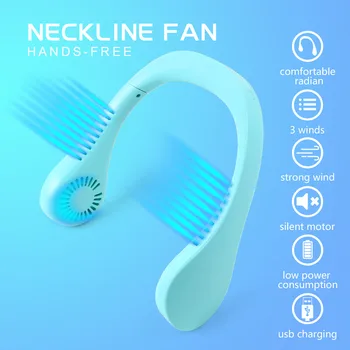 

USB Fan Rechargeable Neckband Lazy Neck Hanging Style Dual Cooling Multi-function Mini Rechargeable Neck Hung Headset Shape
