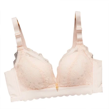 

Women Lace Sexy Lingerie Summer Hole Cup No Steel Ring Push-up Women Underwear Thin Small Chest 3/4 Cup Breathable Bras
