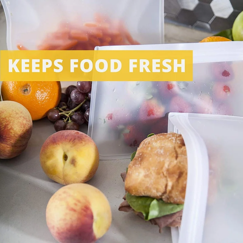 

4PCS/Set Reusable Seal Bags Plastic Zip Lock Leakproof Containers Stand Up Food Storage Sandwich Bag Travel Home Organization