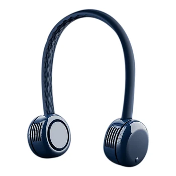 

Personal Fan Hand Free Neck Fan Bladeless Fan - USB Rechargeable Portable Headphone Design Wearable Neckband Fan Blue