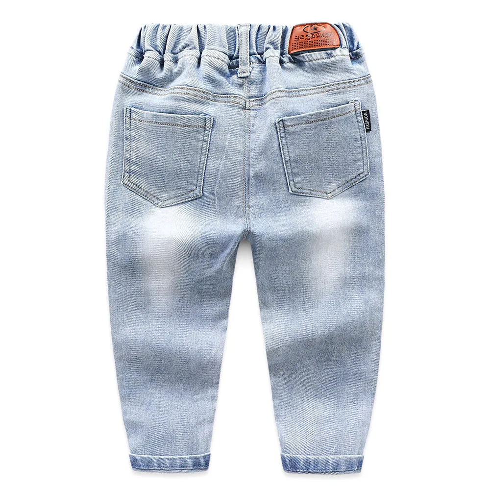 Джинсовые брюки для мальчиков; коллекция года; сезон весна-осень; стиль; обтягивающие брюки для детей; светильник для малышей; модные синие повседневные штаны
