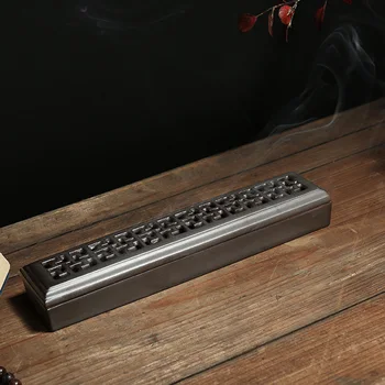 

Vintage Fireproof Temple Accessory Rectangular Home Holder Joss-stick Box Incense Burner Craft Ash Catcher Ornament Porcelain
