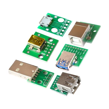 

5PCS USB Male Connector / MINI MICRO USB to DIP Adapter female connector 2.54 Connector B Type-C USB2.0 3.0 Female PCB Converter