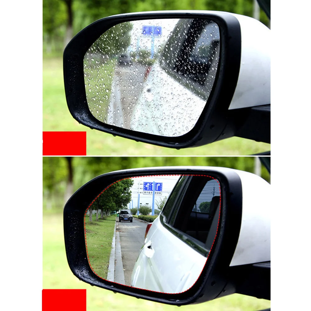 2pcs Car Rearview Mirror Protective Film Anti Fog Window Clear Rainproof Rear View Mirror Waterproof Nano Stickers