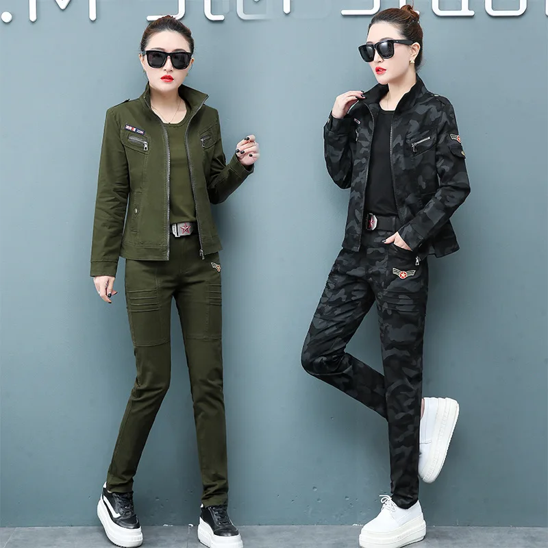 

Spring And Autumn Pure Cotton Wear-Resistant Women's Sports Work Clothing Pure Cotton Uniform WOMEN'S Suit Outdoor Training Mili