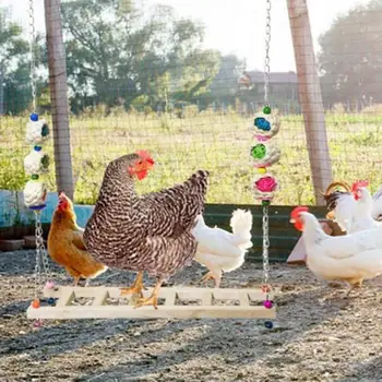 

2 Pack Wood Chicken Perch Stand Bird Ladder Swing Toys Trainning Perch Exercise Toys for Hens Coop Parrots Grinding Chewing Toys