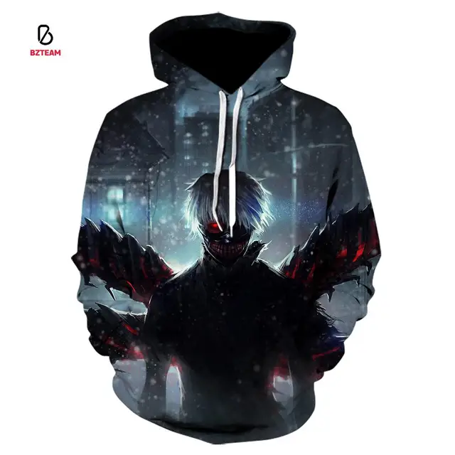 Block And Red Ghoul Anime 3D Printing Hoodie 1