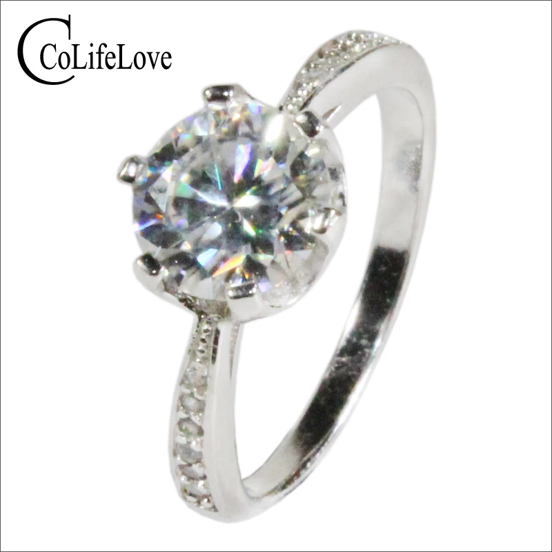 

CoLife Jewelry 1.2ct 2ct D Color VVS1 Grade Moissanite Ring for Wedding 925 Silver Moissanite Ring for Engagement Birthday Gift