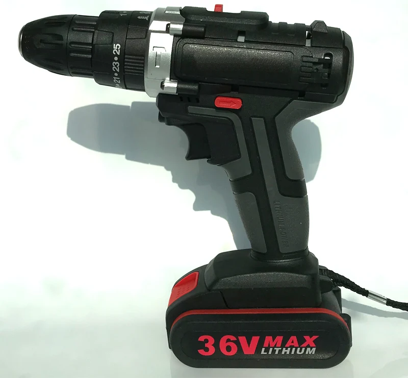 36V MAX Impact Drill Cordless Drill Lithium-Ion Battery Electric Screwdriver Mini Power Driver Variable Speed with LED Light