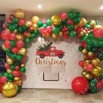 

174Pcs Forest Green Red New Year Party Decoration Balloon Garland Arch Kit For Baby Shower Boy Happy Birthday Decor Balloonwall