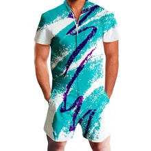 Высокое качество, мужские летние комбинезоны с коротким рукавом, одежда с принтом, мужская повседневная домашняя одежда, Пляжная униформа, мужская одежда