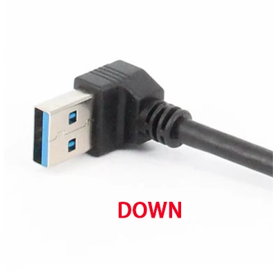 Down 27 см высокоскоростной USB3.0 Кабель-адаптер Черный USB 3,0 двойной правый угол тип A штекер к Micro B разъем для жесткого диска телефона - Цвет: Down