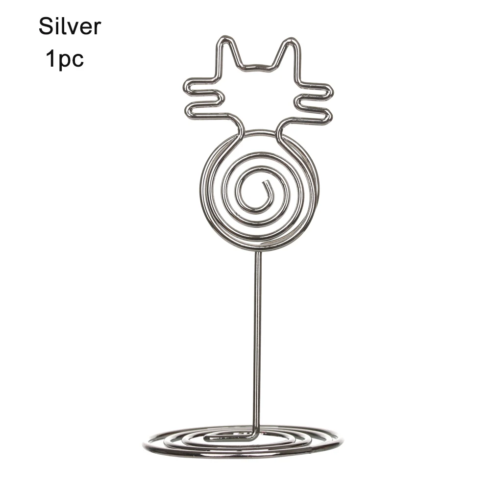 silver Модные классные Свадебные вечерние настольные украшения Место карты металлик в форме головы кота фото клип стол номер стенд мат бумажный зажим - Цвет: silver