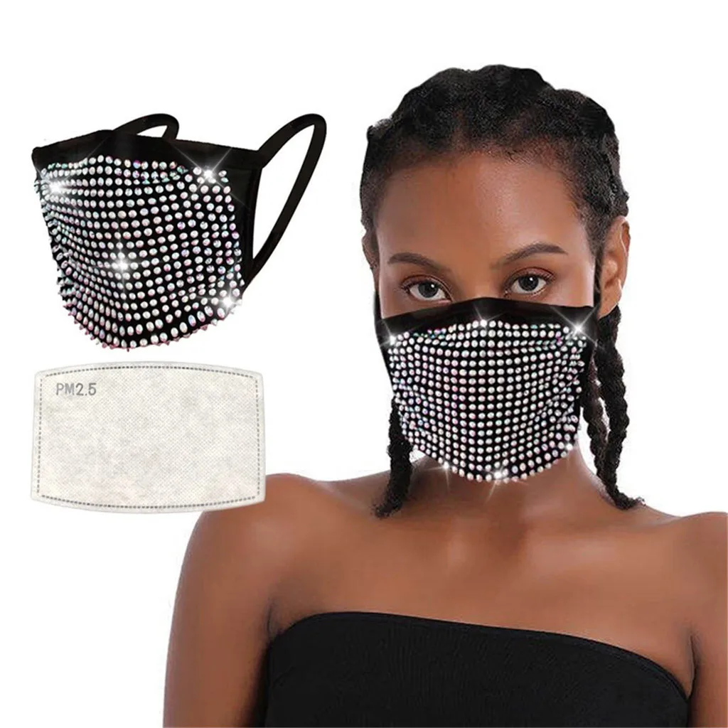 fashion Diamonds Reusable Face Nose Mouth Cover Adjustable Against-Dust protective cover case PM2.5 Washable | Электроника
