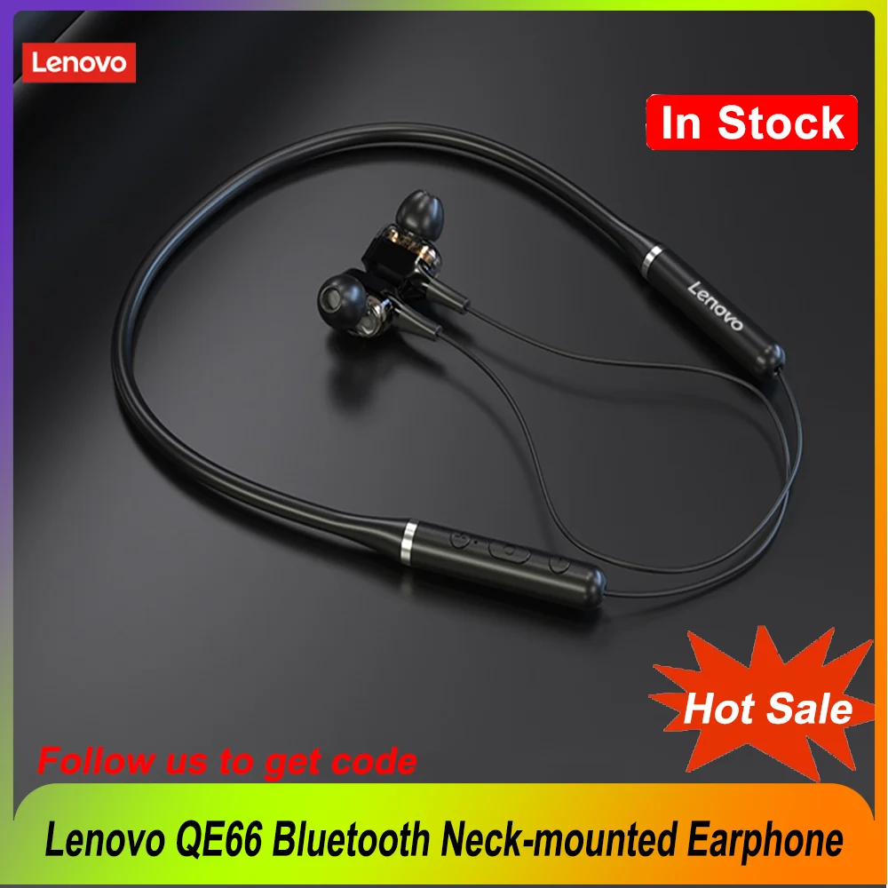 Lenovo QE66 Bluetooth наушники с креплением на шею стерео звук активное шумоподавление
