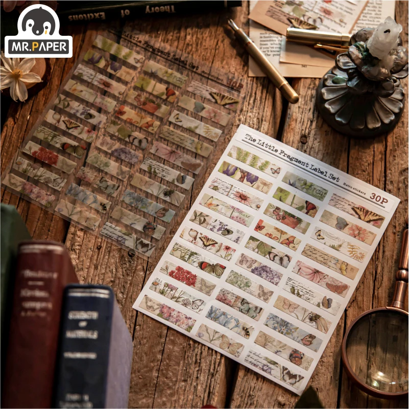 El Sr. De papel 8 diseños 2 unids/bolsa estilo de dibujos animados pequeño fragmento etiqueta conjunto serie creativa de Mano cuenta/16mm/20mm/25mm/30mm/40mm Collage pegatinas de Material