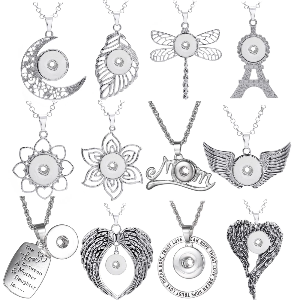 Классические кнопки с крыльями ангела ожерелье защелкой подходит для 20 мм 18