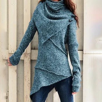

Vintage Knitwear Turtleneck Sweaters Women Autumn Winter Long Sleeve Jumpers 2020 New Fashion Irregular Cut Casual Slim Pullover