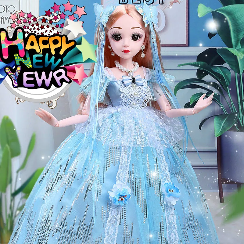 

New 60cm beautiful princess doll with dress clothes 1/3 BJD doll 20 joint beautiful golden princess hair new gift for girl