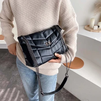 

Fashion Brand Women Shoulder Bag Female Simple PU Leather Women Messenger Bag Chain Large Capacity Clutch Flap Crossbody Bags