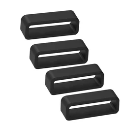 Black Silicone Watchband Strap Loops - Rubber Holders, Set of 4 - 28mm (Black - 4PCS)